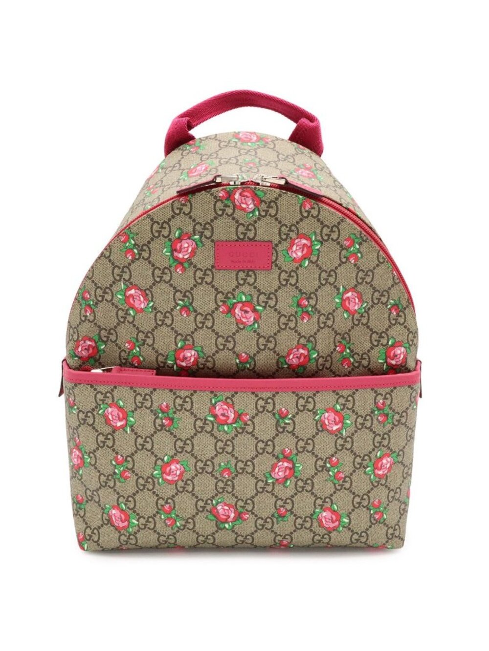 Gucci Children's GG Supreme Backpack Rose Print Floral Pattern Heart Leather